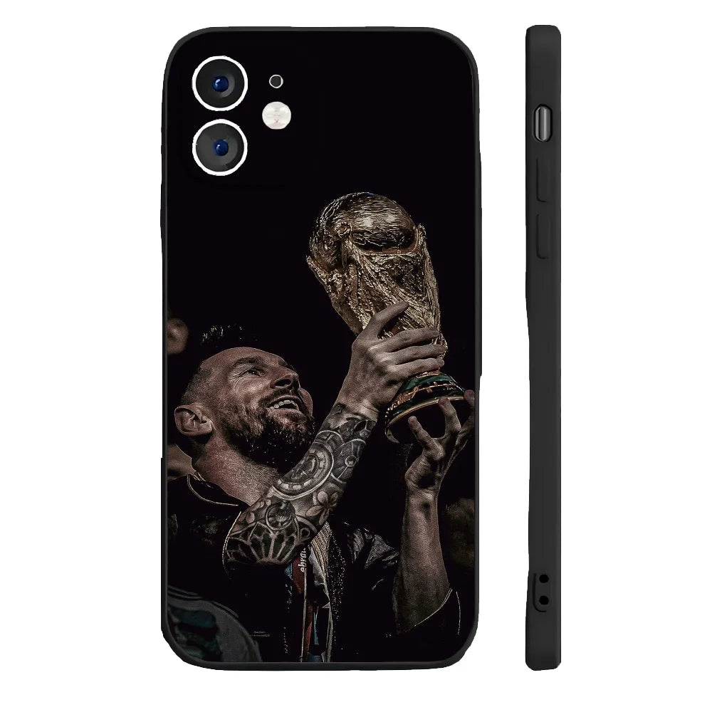 Football Player M-Messi Phone Case Silicone Soft For IPhone 16 15 14 13 12 11 Plus Pro Max Plus