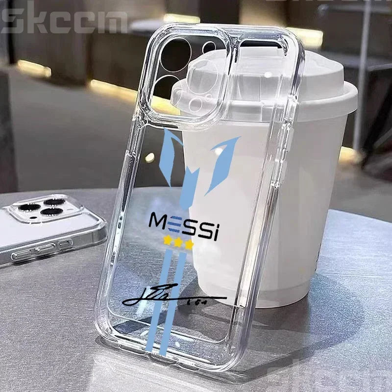 Messi Football Transparent Phone Case For iPhone Shockproof Soft Cover