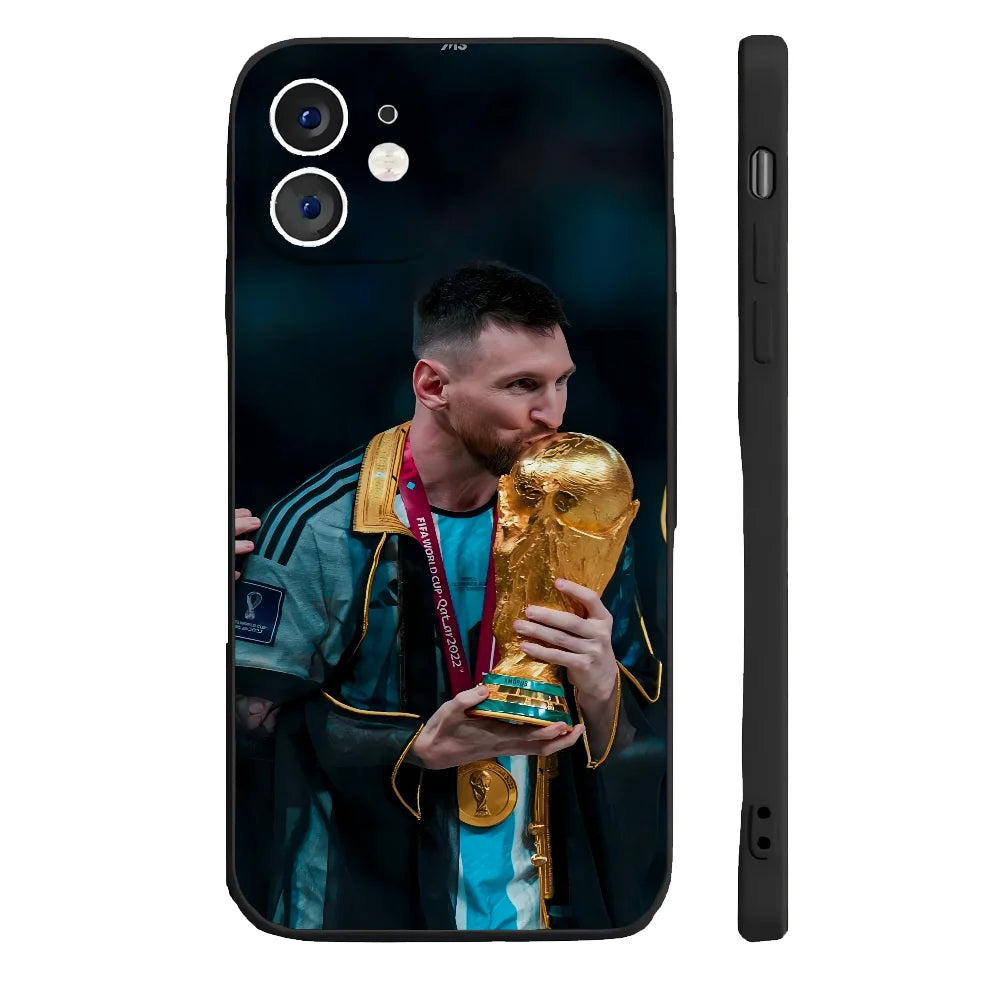 Football Player M-Messi Phone Case Silicone Soft For IPhone 16 15 14 13 12 11 Plus Pro Max Plus