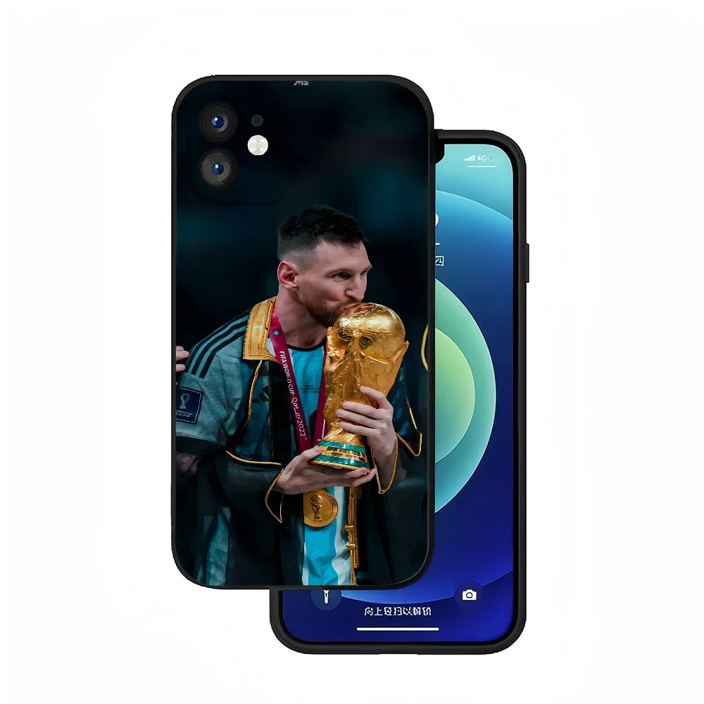 Football Player M-Messi Phone Case Silicone Soft For IPhone 16 15 14 13 12 11 Plus Pro Max Plus