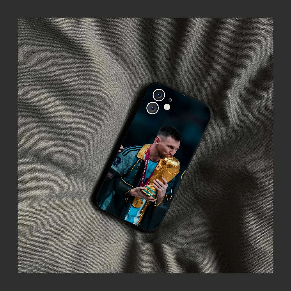 Football Player M-Messi Phone Case Silicone Soft For IPhone 16 15 14 13 12 11 Plus Pro Max Plus