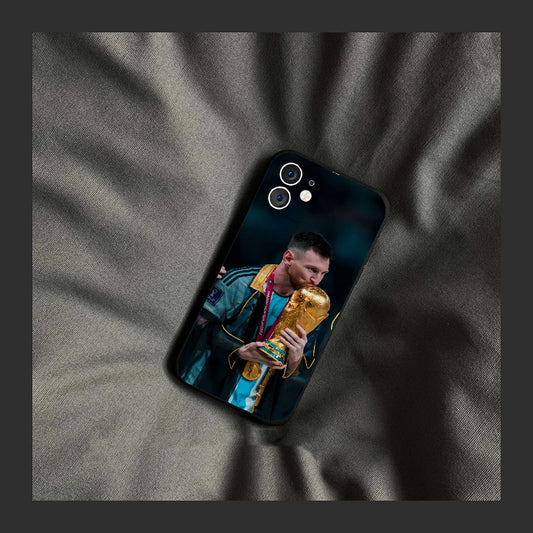 Football Player M-Messi Phone Case Silicone Soft For IPhone 16 15 14 13 12 11 Plus Pro Max Plus