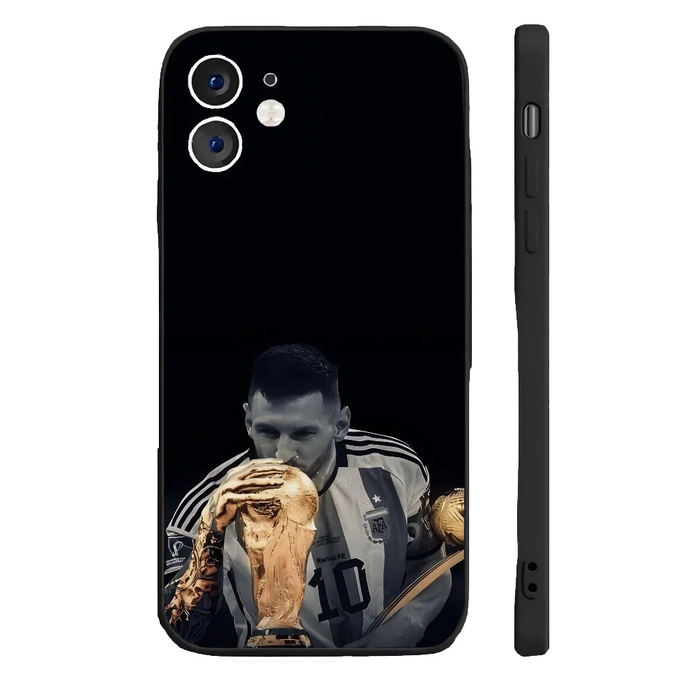 Football Player M-Messi Phone Case Silicone Soft For IPhone 16 15 14 13 12 11 Plus Pro Max Plus