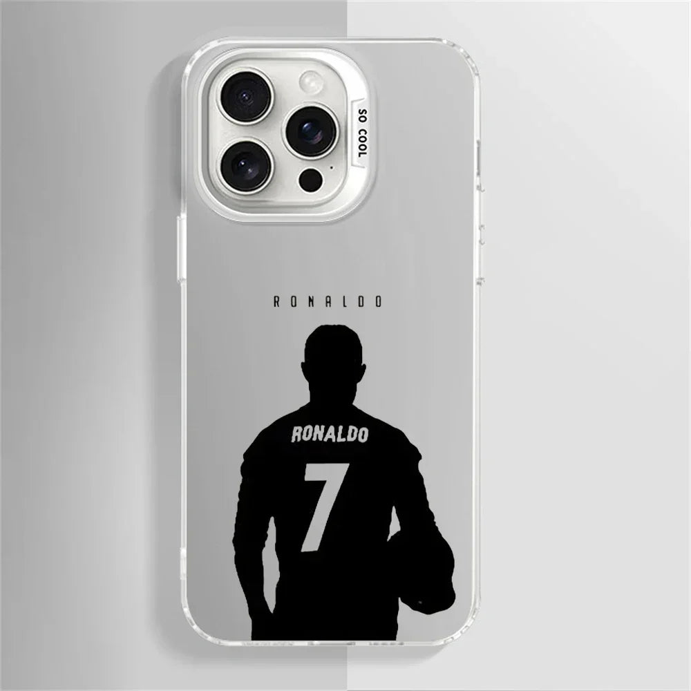 Cristiano Ronaldo Shockproof Silver Case for iPhone Impact-Resistant Hard CR7 Cover