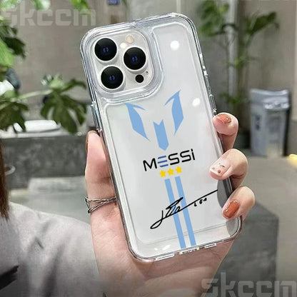 Messi Football Transparent Phone Case For iPhone Shockproof Soft Cover